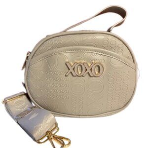 NWT XOXO Small Crossbody Bag -Cream Beige Adjustable Strap Logo Embossed